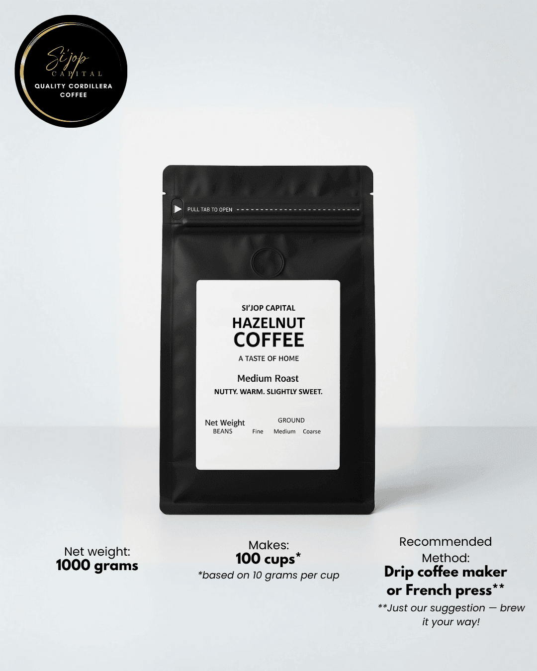 Hazelnut Coffee 1000 grams - Si'jop Capital Specialty Coffee